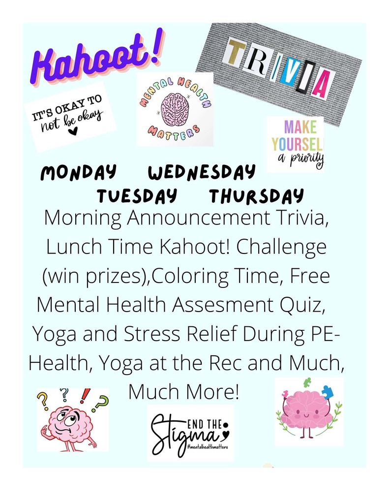 Mental Health Week Activities May 9th - 12th